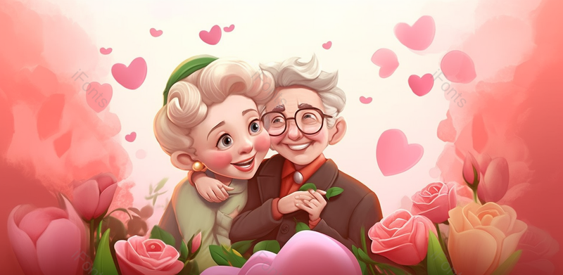 公主风卡通粉色温馨花卉背景插画,插画/手绘图,插画/手绘图库,插画/手绘图下载,插画/手绘